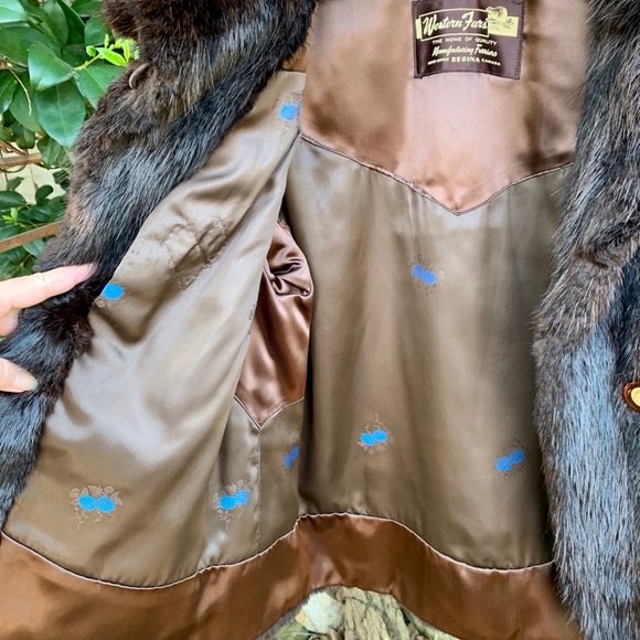 Muskrat Fur Bolero Huge Collar Vintage Coat Canada - Picture 7 of 10